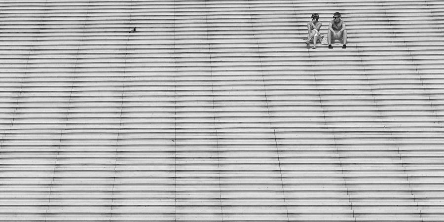 Abstract Photograph - A Short Story About A Lonely Pigeon Watching A Couple Of People by Cembrzynski Ignacy