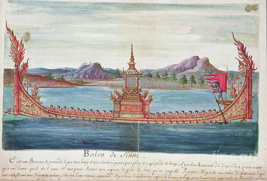 A Siamese Parade Boat, From An Account Of The Jesuits In Siam, 1688 ...