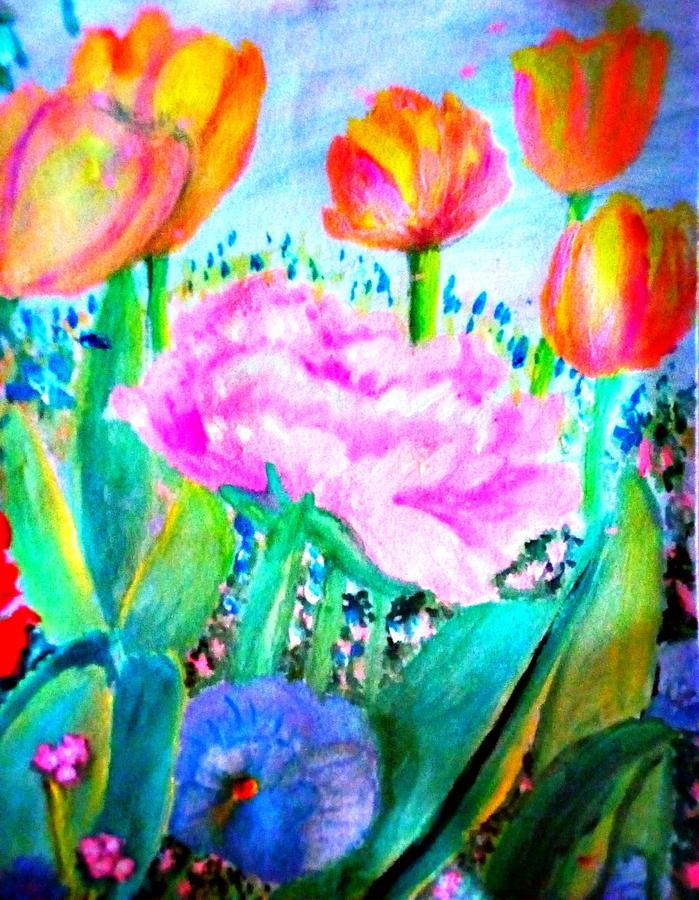 Tulip Painting - A side in Eden by Sunshine Amos