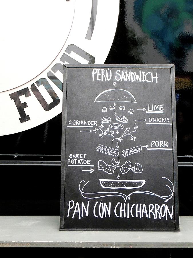 A Sign Advertising A Peru Sandwich At A Food Truck Market hamburg Photograph by Thordis Rggeberg