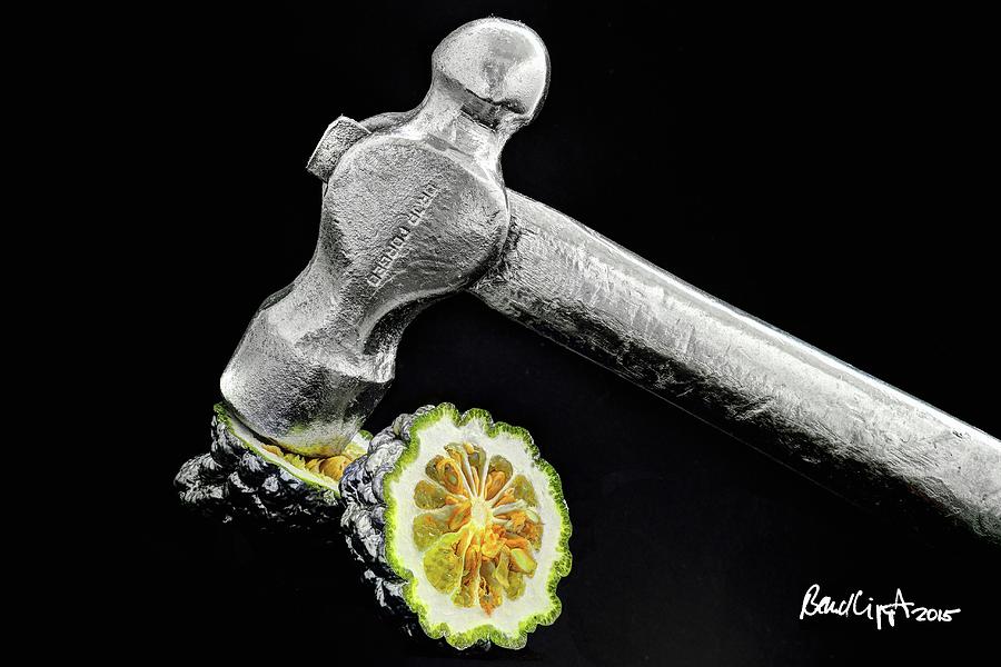 A Silver-coated Kaffir Lemon With A Hammer Photograph by Kaktusfactory