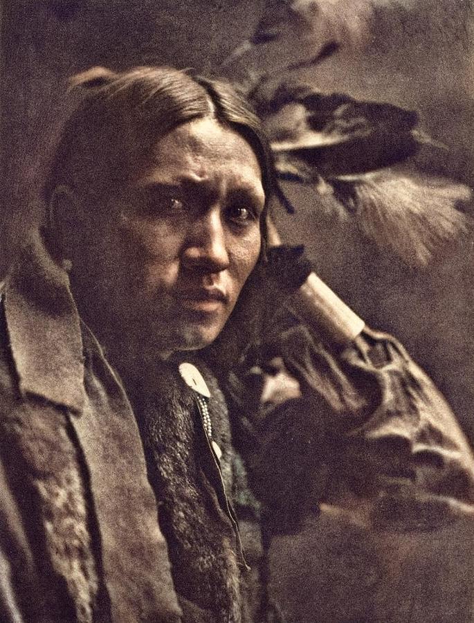 A Sioux Indian, Plenty Wounds, 1901, by Gertrude Kasebier colorized by Ahmet Asar Painting by Celestial Images