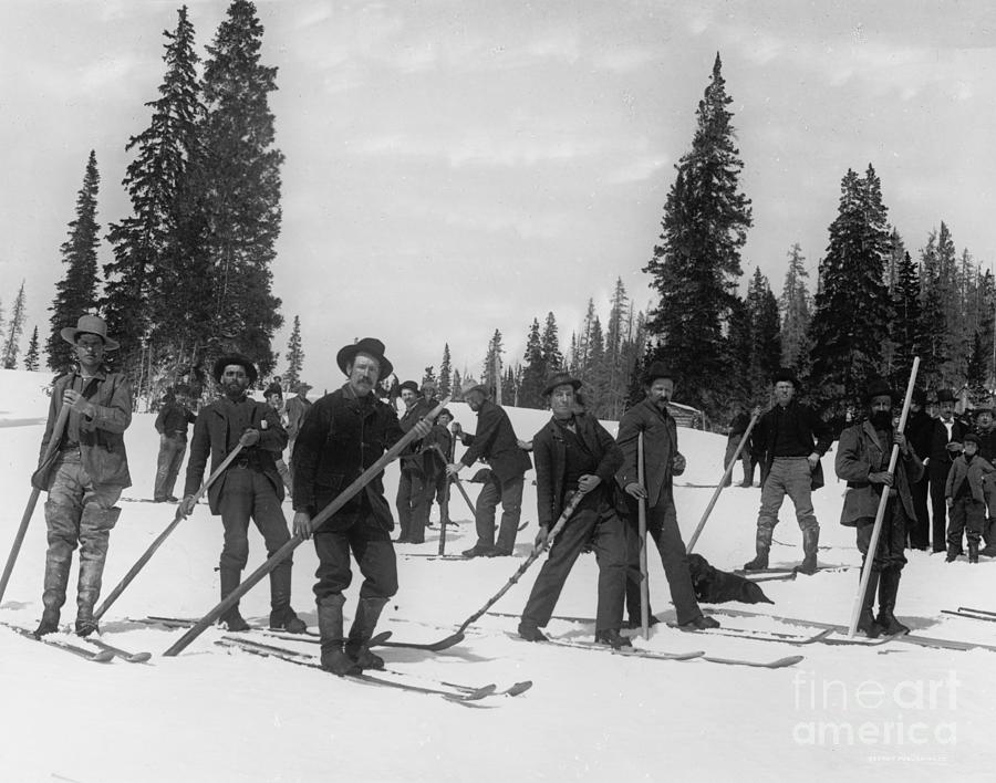 A Ski Brigade, C.1910-20 (b/w Photo) Photograph by Detroit Publishing Co