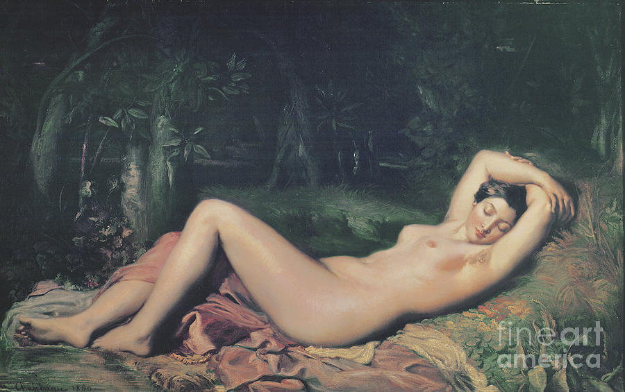 A Sleeping Nymph, 1850 Painting by Theodore Chasseriau