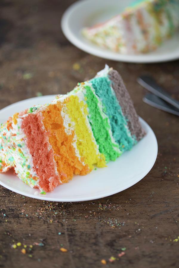 A Slice Of A Rainbow Layer Cake Photograph By Malgorzata Laniak - Pixels