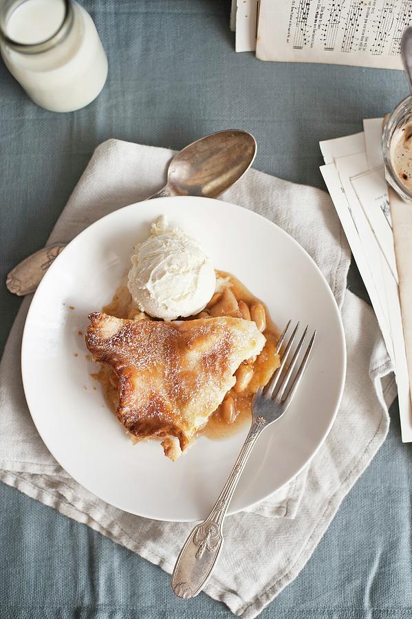A Slice Of Apple Pie With A Scoop Of Vanilla Ice Cream Photograph by Studer, Veronika