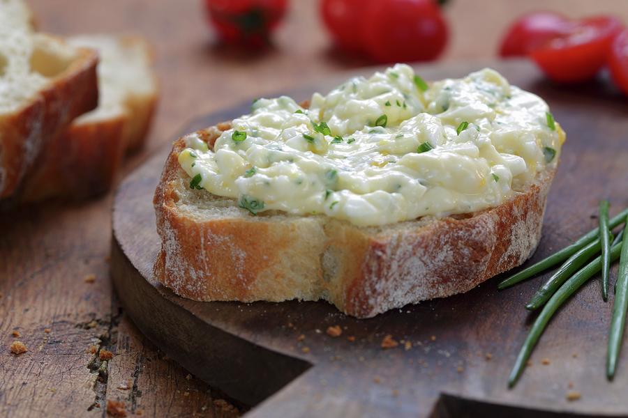 A Slice Of Baguette Topped With Egg Salad Photograph by Frank Weymann
