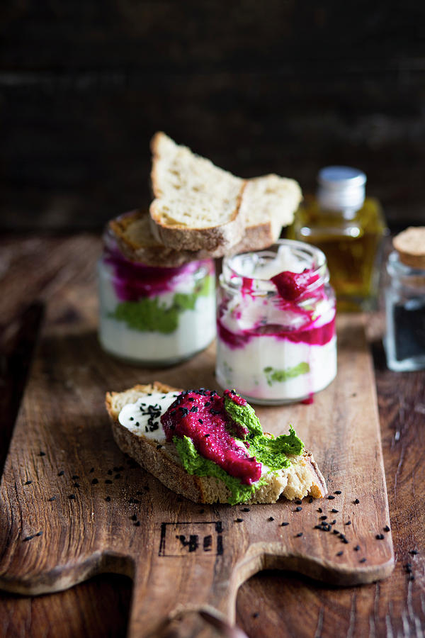 A Slice Of Baguette Topped With Goats Cheese And Beetroot Photograph by Lilia Jankowska