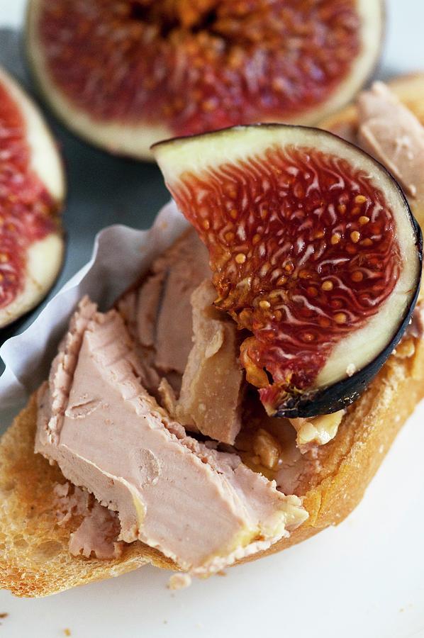 A Slice Of Baguette With Goose Liver Pate And Figs Photograph by Stowell, Roger