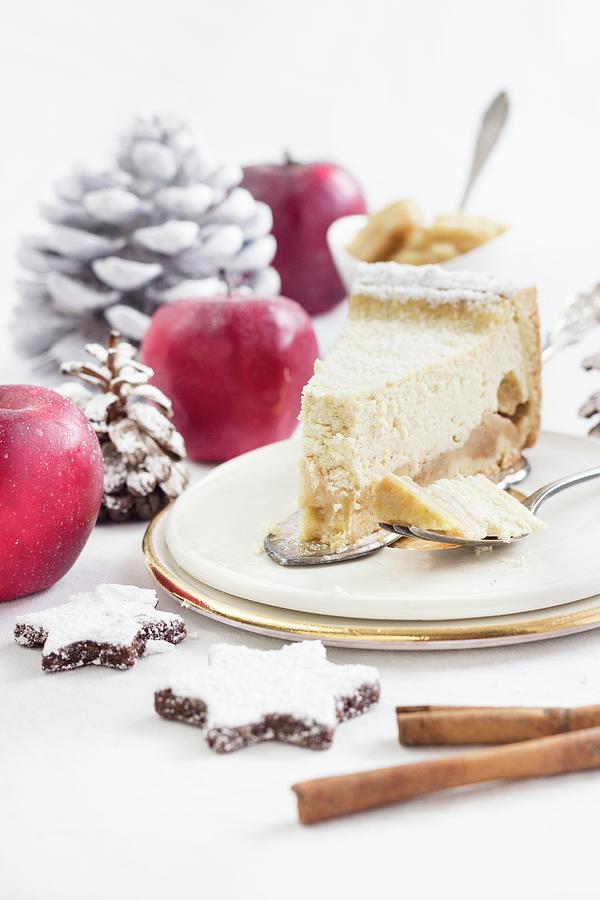 A Slice Of Juicy Apple Cake For Christmas Photograph by Tamara Staab