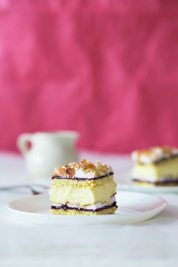 A Slice Of Layer Cake With An Almond Filling Photograph by Malgorzata Laniak