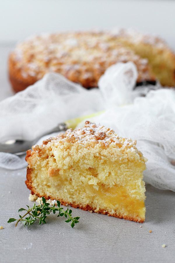 A Slice Of Lemon Coffee Cake Filled With Lemon Curd Photograph by Ev Thomas