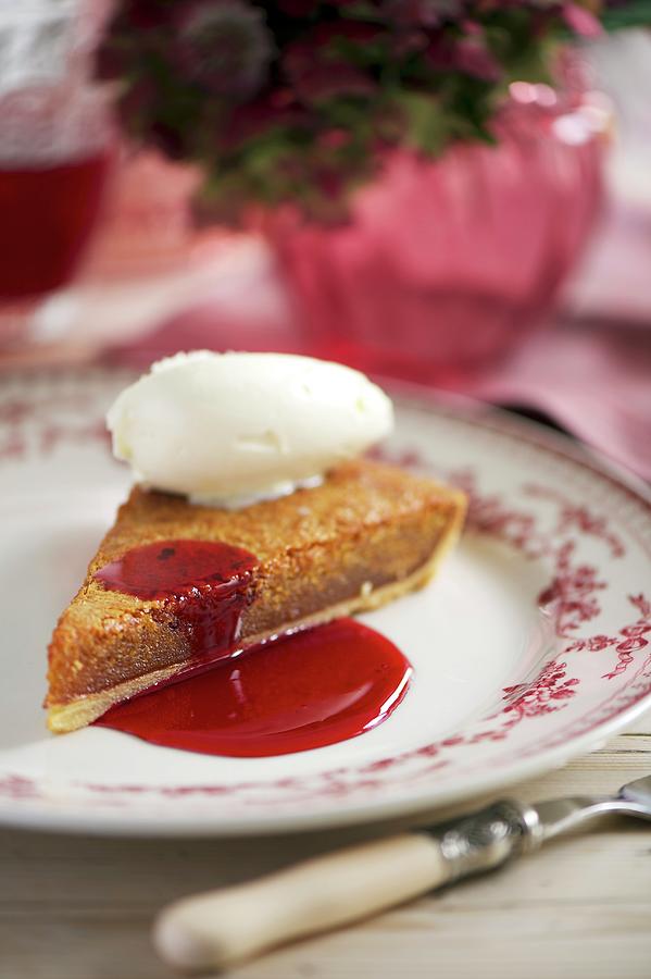 A Slice Of Treacle Tart With Vanilla Ice Cream england Photograph by Winfried Heinze
