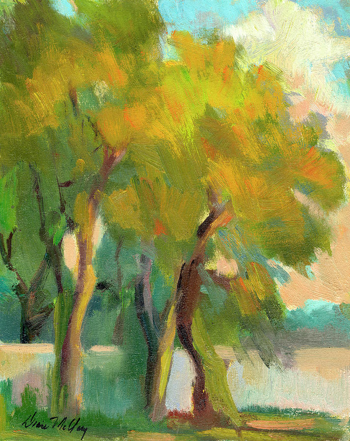 Tree Painting - A Slight Breeze on Olive Trees by Diane McClary