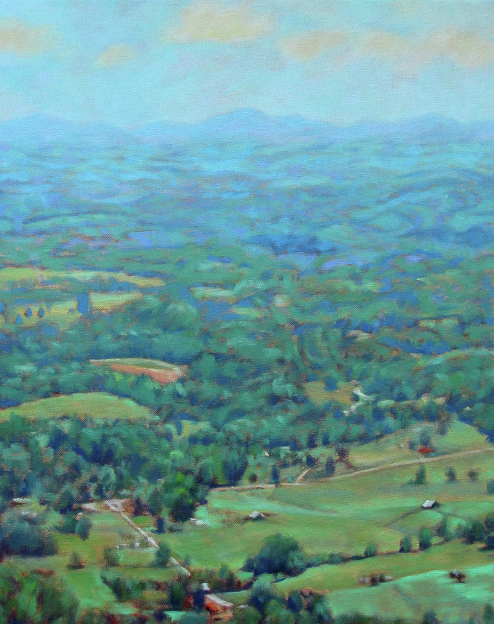 Nature Painting - A Slow Summers Day- View from Roanoke Mountain by Bonnie Mason