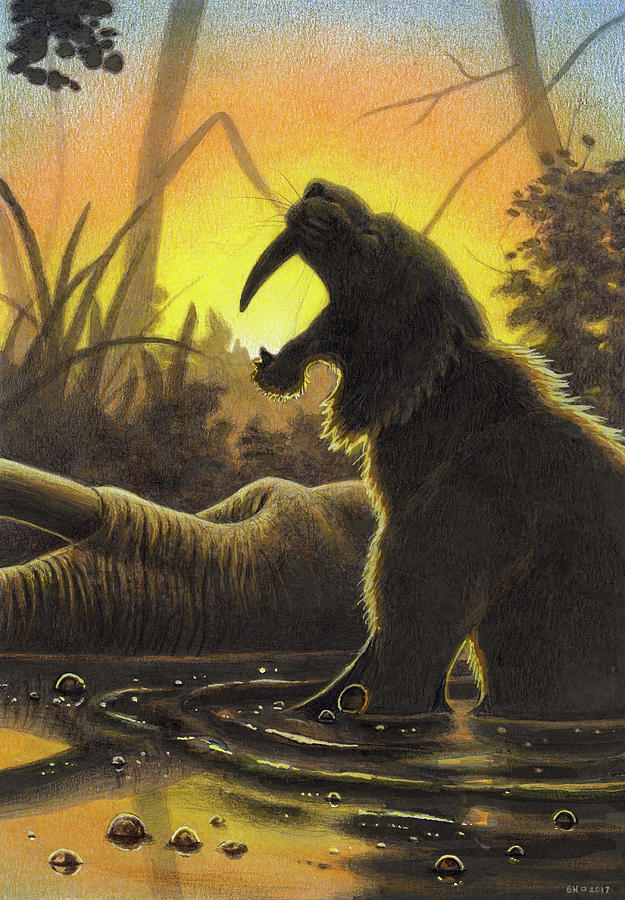 A Smilodon Is Stuck In The Tar Pits Photograph by Esther van Hulsen