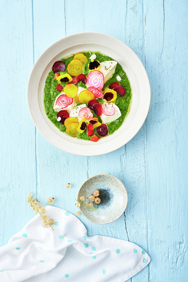 A Smoothie Salad With Pepper, Beetroot, Mozzarella And Redcurrants Photograph by Stockfood Studios / Andrea Thode Photography