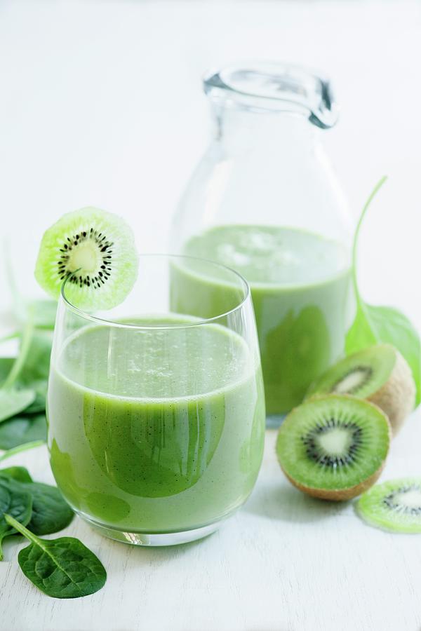 A Smoothie With Apple, Spinach And Kiwi Photograph by Victoria Firmston