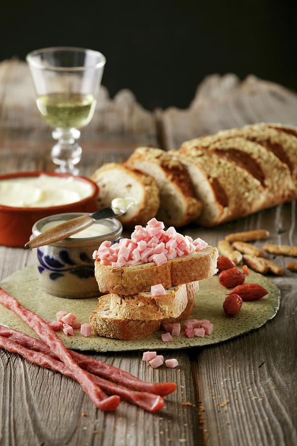 A Snack Of Bread With Diced Sausage And Lard Photograph by Peter Garten Fine Art America