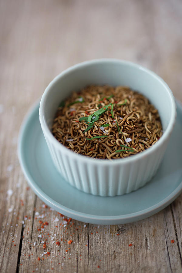 A Snack Of Buffalo Worms, Chilli And Salt Flakes Photograph by Jan Wischnewski