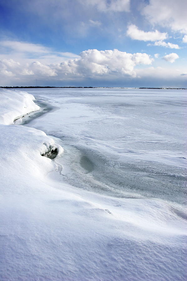 A Snow Covered Shoreline Photograph by David R. Tyner