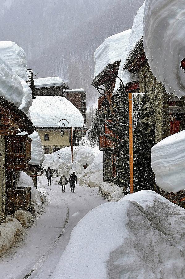 Mountain Photograph - A snowy day in Val dIsere by Michael Briley