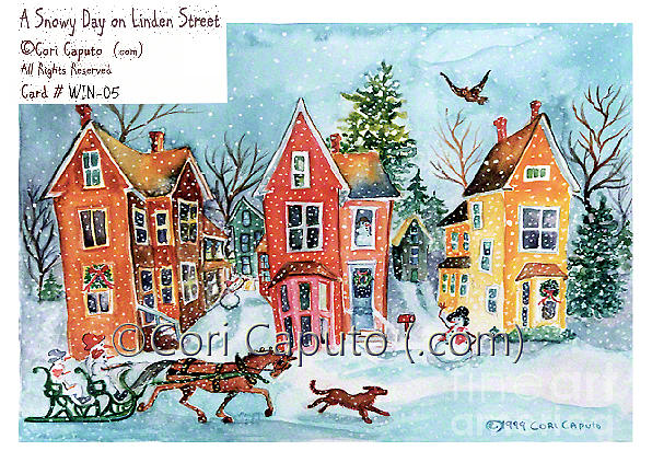 A  Snowy Day on Linden St Painting by Cori Caputo