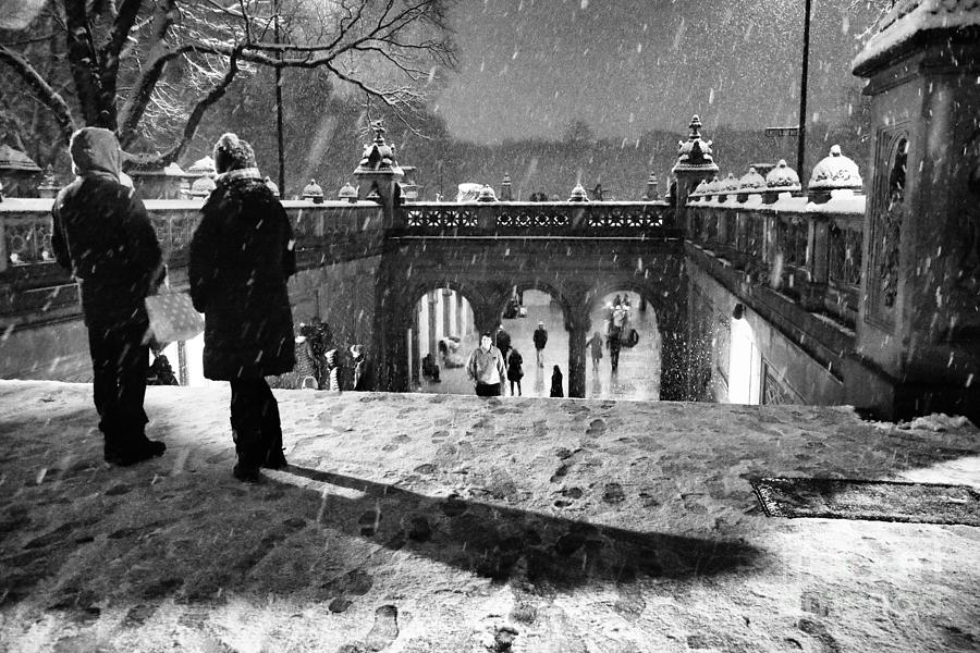 A Snowy Night in Central Park Photograph by Steve Ember