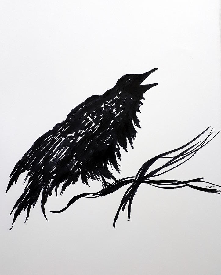 raven crow mystery illustration yellow spooky abstract poster painting  surreal dreamy art tattoo 30032233 Stock Photo at Vecteezy
