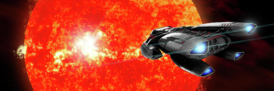A Spaceship Explores A New Red Star Photograph by Marc Ward