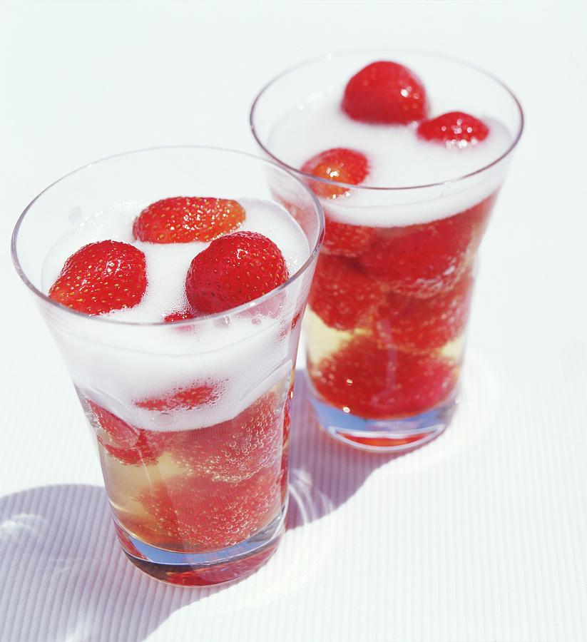 A Sparkling Strawberry Drink Photograph by Langot