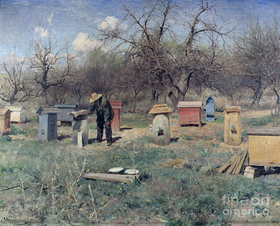 A Spring Day, Or Beehives, 1899 Painting by Sergei Ivanovich Svetoslavsky