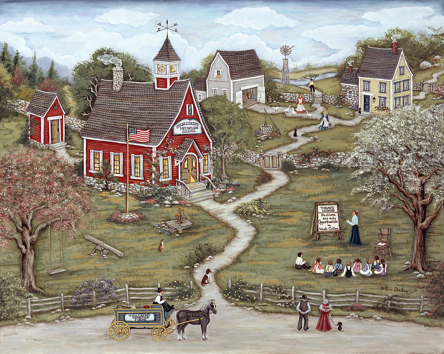 Schoolhouse Painting - A Spring Lesson by Ann Stookey
