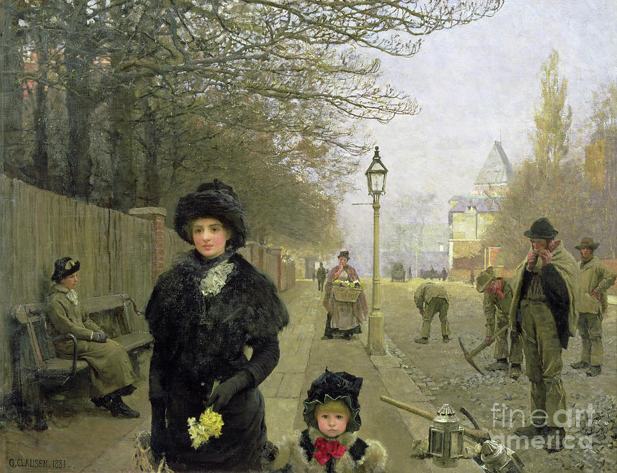 A Spring Morning, Haverstock Hill, 1881 Painting by George Clausen