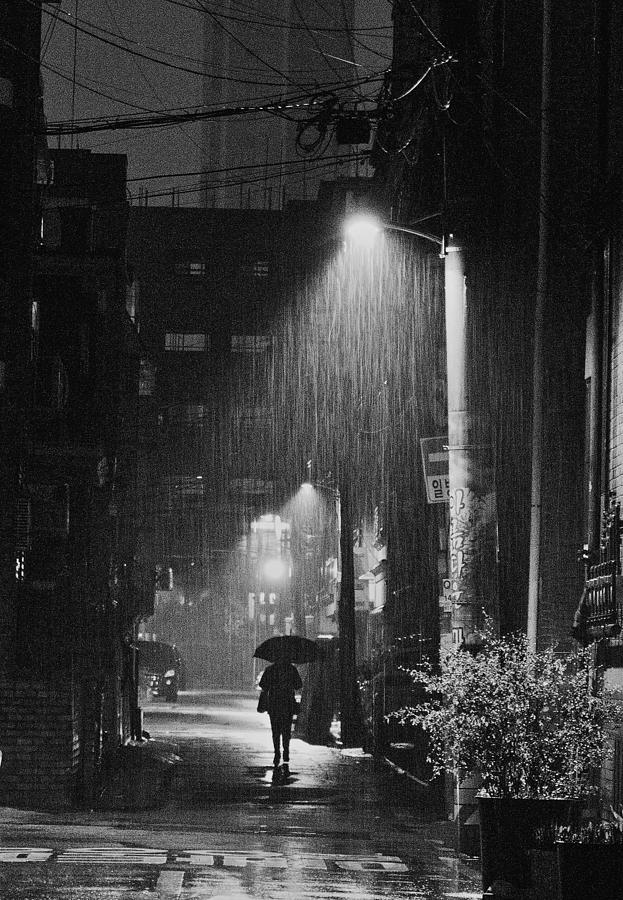 Umbrella Photograph - A Spring Night. by Mi Young Choi