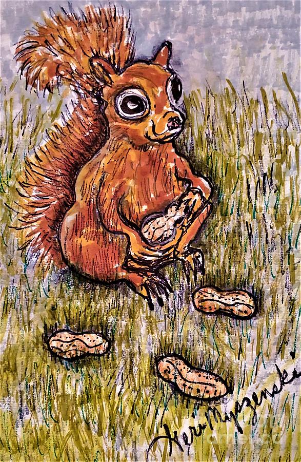 A Squirrel Eating His Nuts Mixed Media
