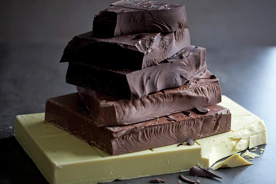 A Stack Of Blocks Of Cooking Chocolate Photograph by Fotos Mit Geschmack