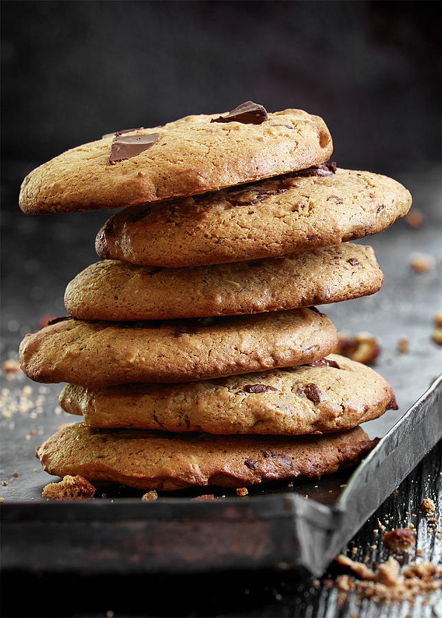A Stack Of Chocolate Chip Cookies close-up Photograph by Sven C. Raben