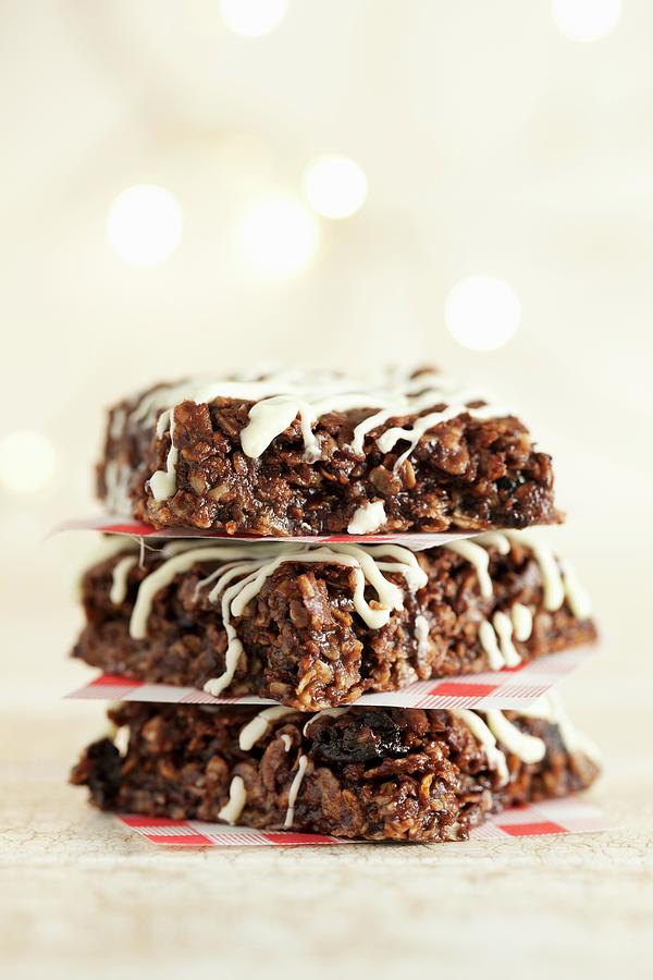A Stack Of Chocolate Flapjacks Photograph by Jane Saunders