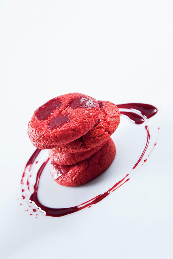 A Stack Of Cookies With Beetroot Sauce Photograph by Christophe Madamour