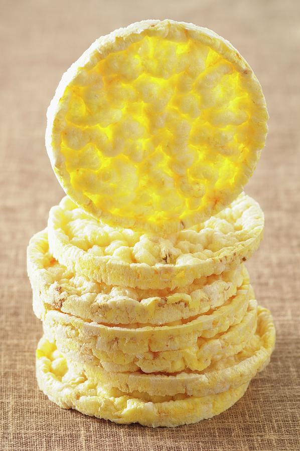 A Stack Of Corn Crackers, One Standing On Its Edge Photograph by Jean-christophe Riou