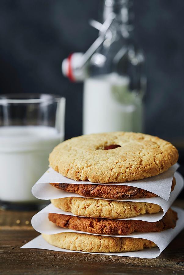A Stack Of Dark And Light Almond Cookies Photograph by Rodion Kovenkin