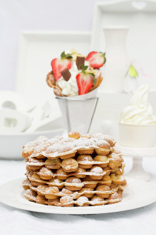 A Stack Of Freshly Baked Bubble Waffles Photograph by Esther Hildebrandt