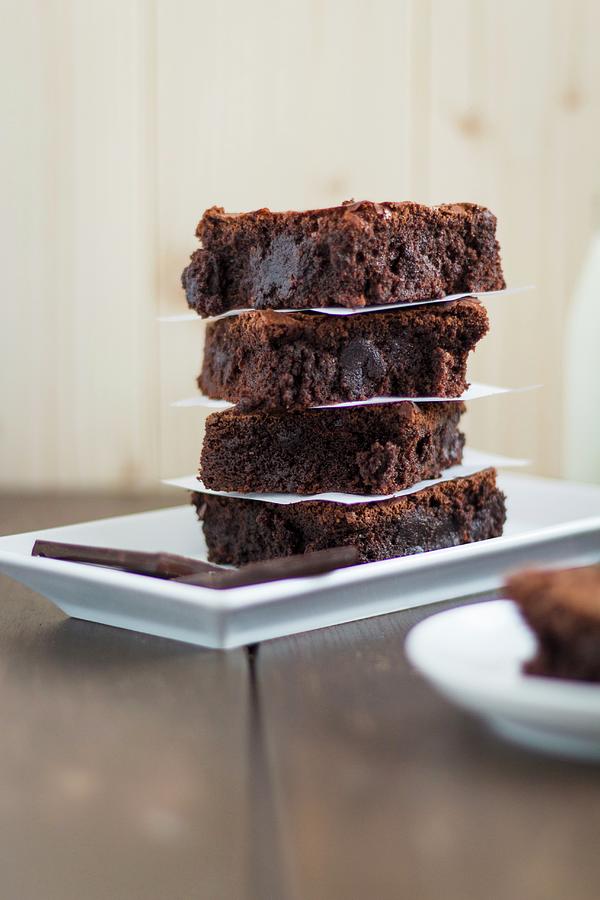 A Stack Of One-bowl Brownies Photograph by Kevin Buch