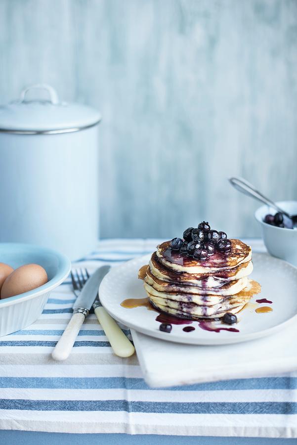 A Stack Of Pancakes With Blueberries Photograph by Magdalena Hendey