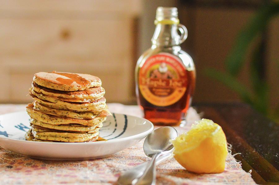 A Stack Of Pancakes With Maple Syrup Photograph by Sarah Levannier