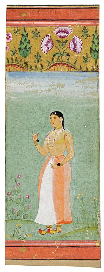 A Standing Figure In A Landscape, India, Mughal, Circa 1600 Painting