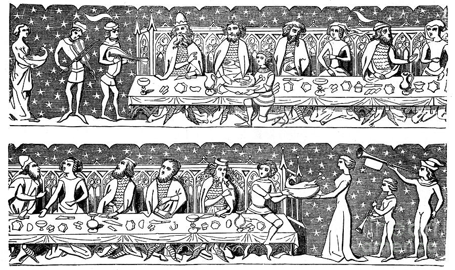 A State Banquet, 15th Century, 1870 Drawing by Print Collector