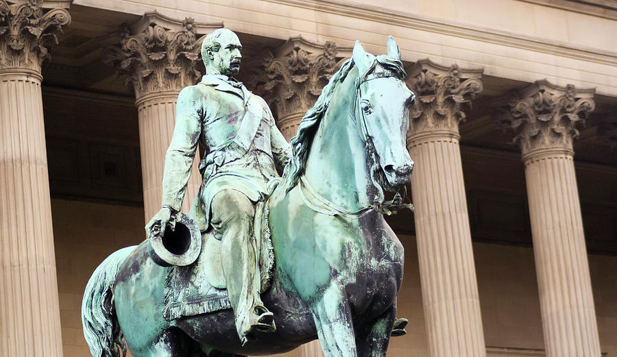 Horse Photograph - A Statue of Prince Albert Outside St. Georges Hall by Derrick Neill