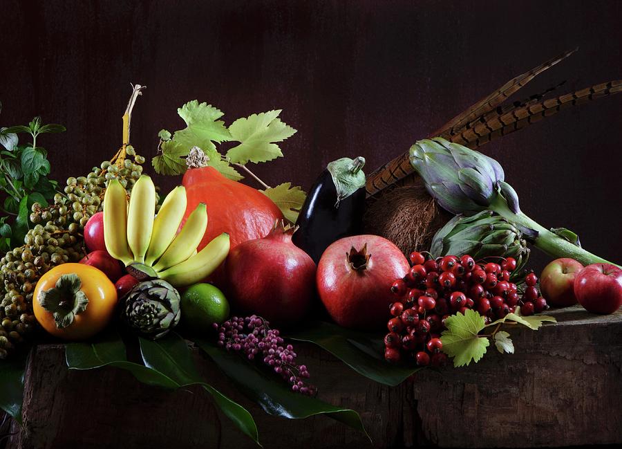 A Still Life Featuring Autumn Fruits And Vegetables in The Style Of An Old Master Photograph by Peter Garten